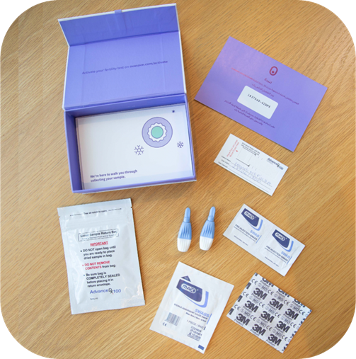 A box containing a AMH test kit